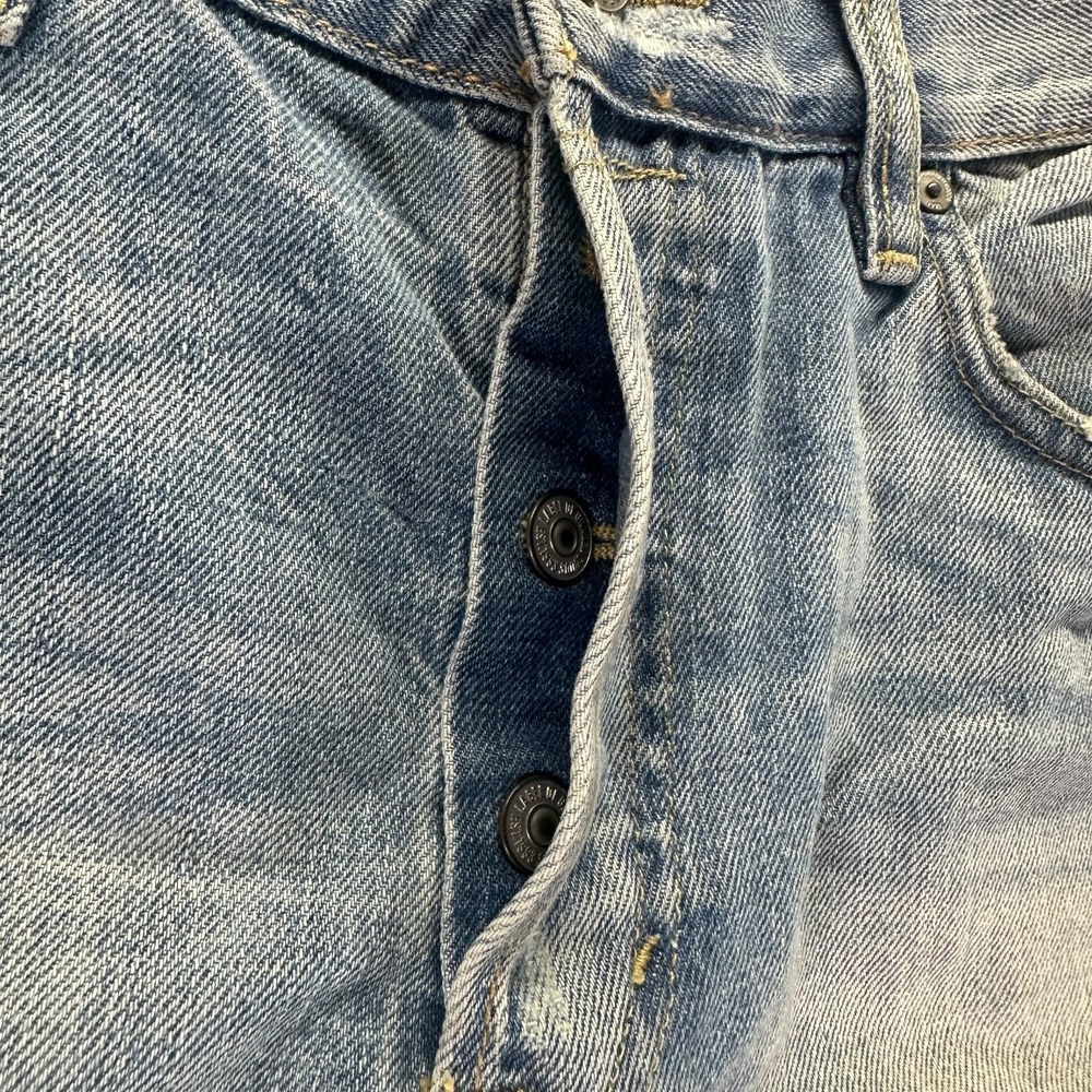 H&M L.O.G.G. Jeans Mens 34x32 Blue Cotton Denim Straight Travel Faded Button-Fly - Picture 3 of 11